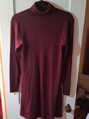 AB Studio Long Sleeve Turtleneck Dress in Burgundy